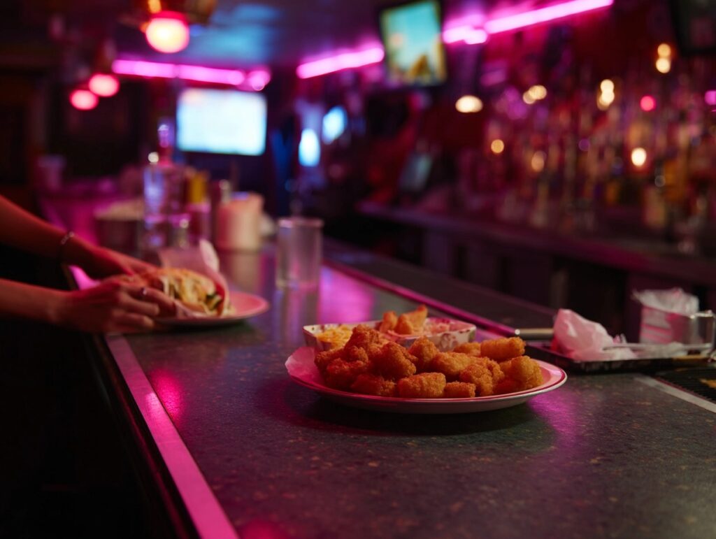 tater tots on plate in divebar - Best Dive Bar Dinners in Pueblo
