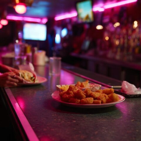 tater tots on plate in divebar - Best Dive Bar Dinners in Pueblo
