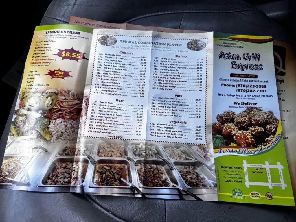 Asian grill express Fort Collins menu 